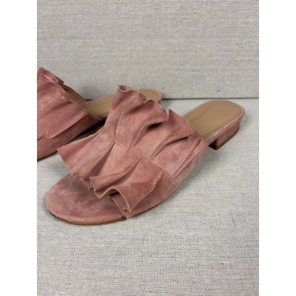 Able Womens Villanueva Ruffle‎ Slide pink Suede Size 8 Slip On Sandals - Picture 5 of 9